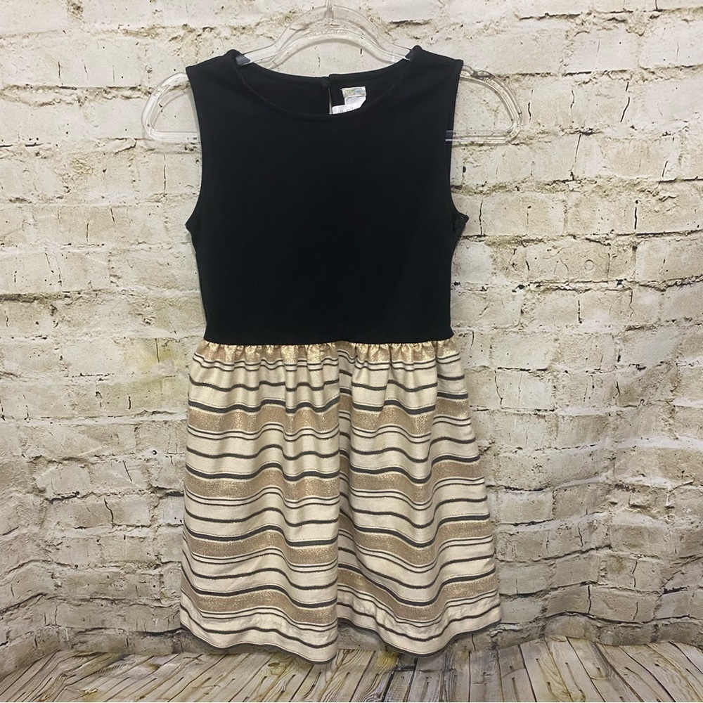 Crewcuts Dress Girl Black Gold Sleeveless Special Occasion Party Holiday